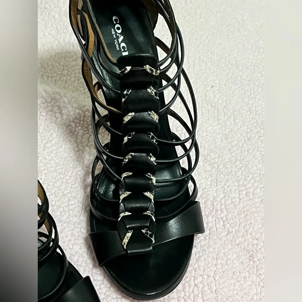 Coach Josey Snake Print Braided Gladiator Heels Size 9 B high heels prom party - Picture 3 of 7